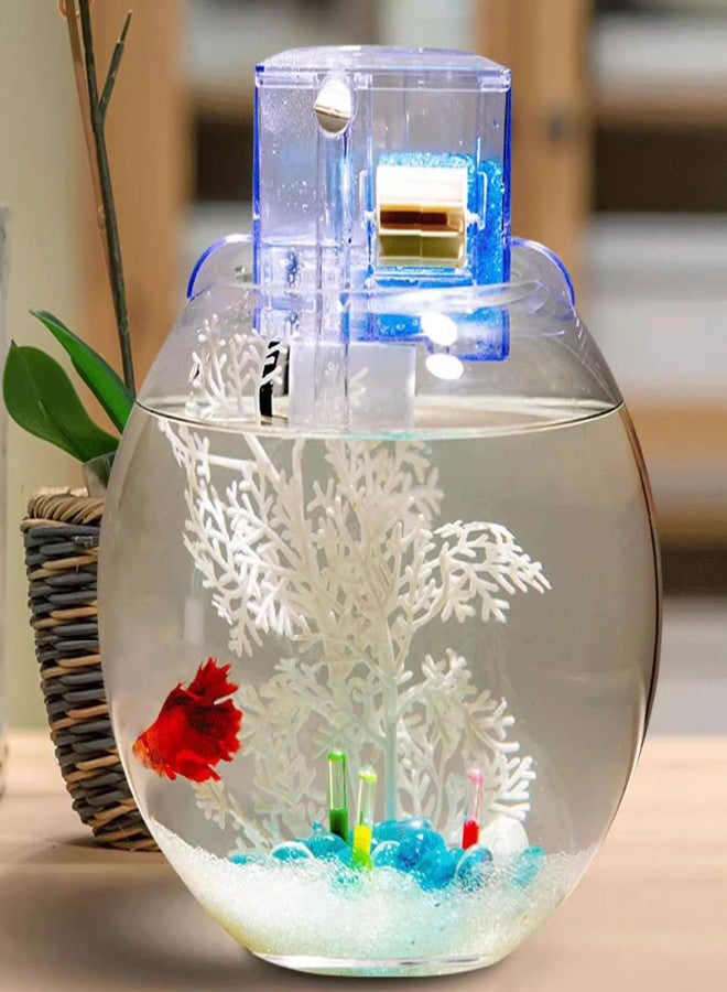 HIERYAN Circular Fish Tank Filter, Aquarium Hang on Filter, Small Fish Tank with Biochemical Sponge, Suitable for a Circular Tank with a Diameter of 3.54″ - 5.35″ - Image 1